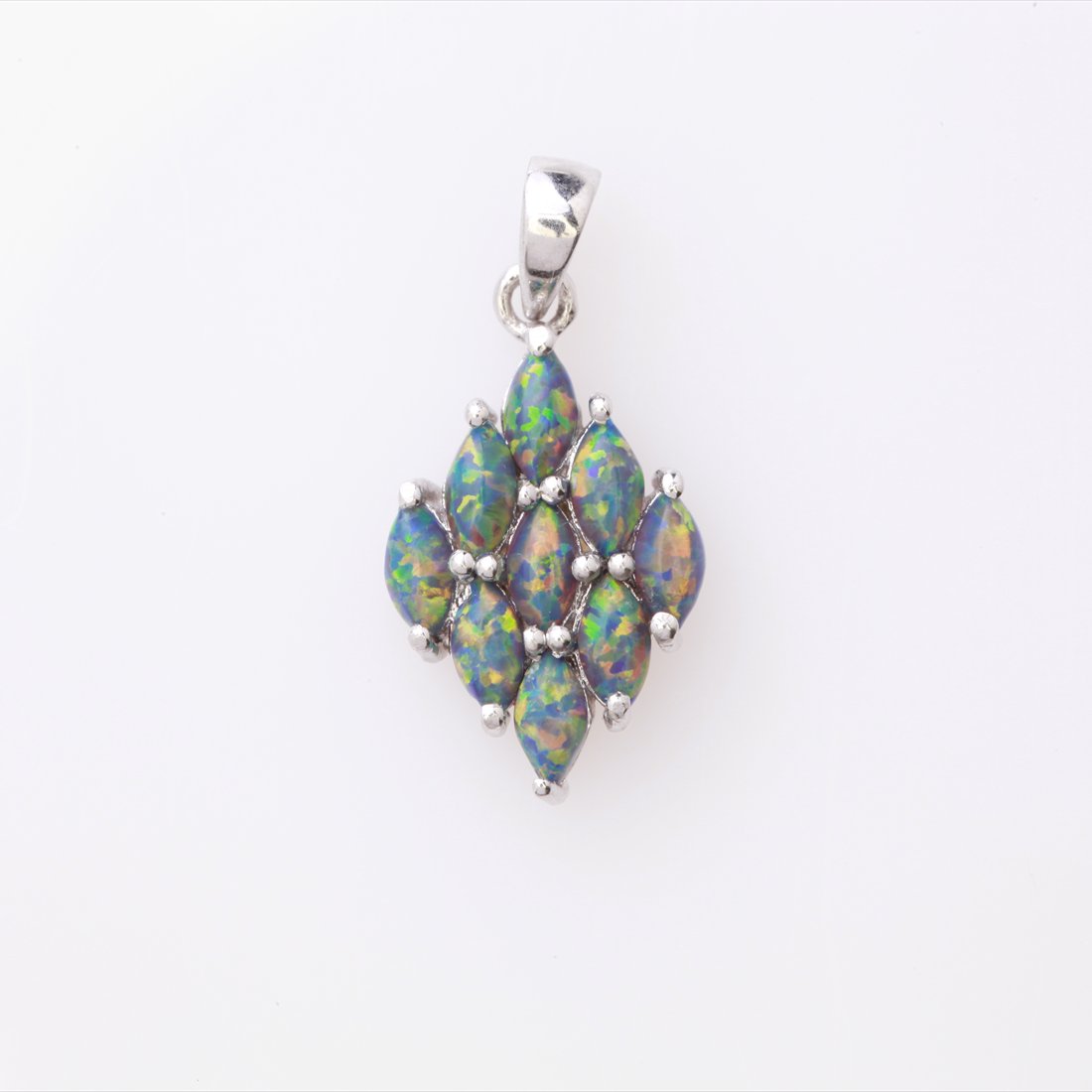 Shimmering Syn Black Opal Sterling Silver Pendant (1 of 1)