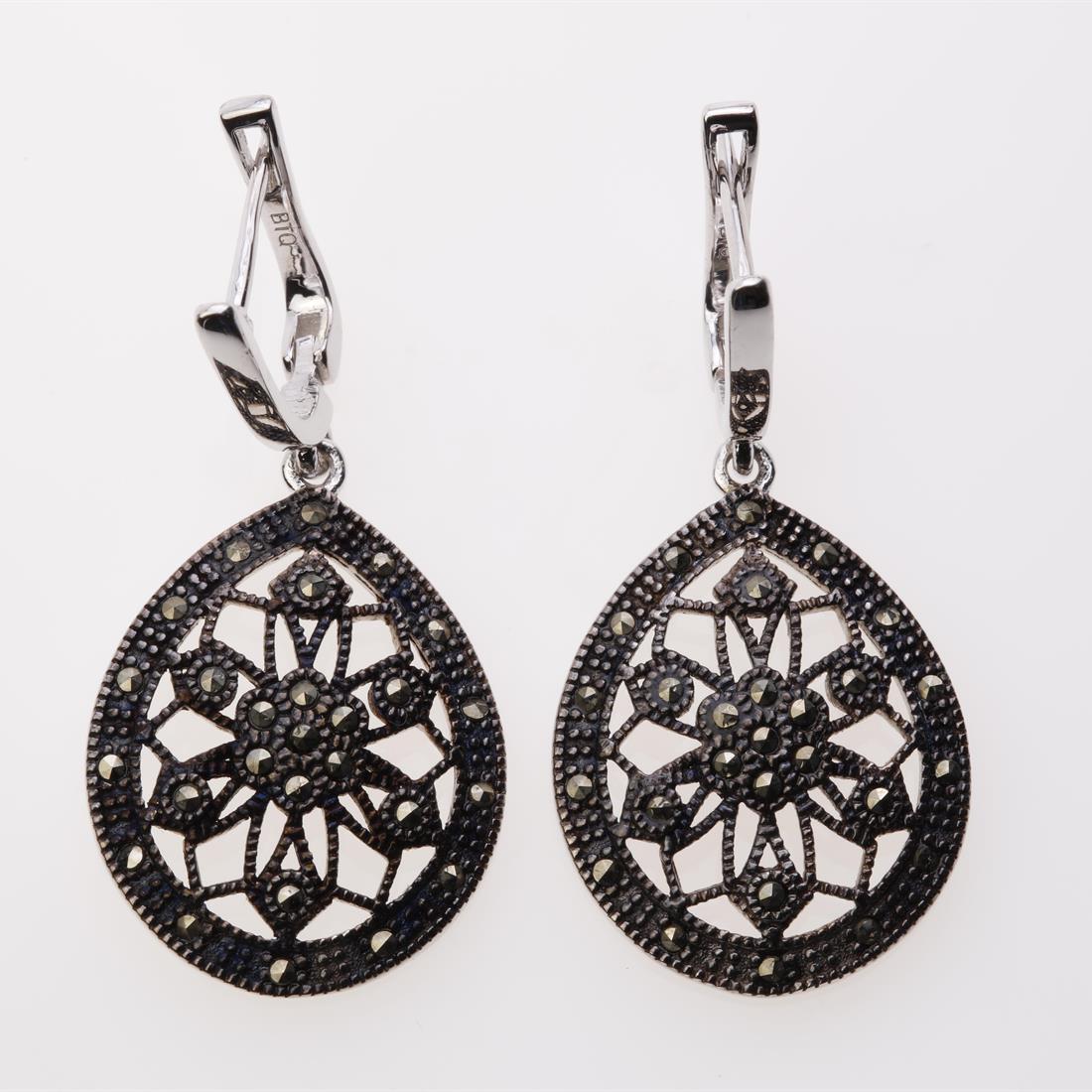 Sterling Silver Marcasite Dangle Earrings (1 of 2)