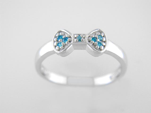 Sterling Silver Blue Stone Bow Ring Sz 7 (1 of 1)