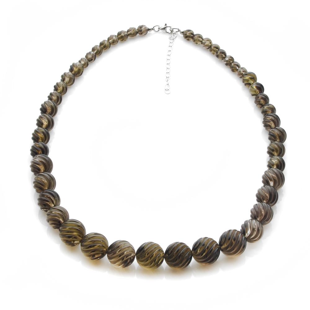 Graduated Fluted Smoky Quartz Necklace 18" (1 of 1)