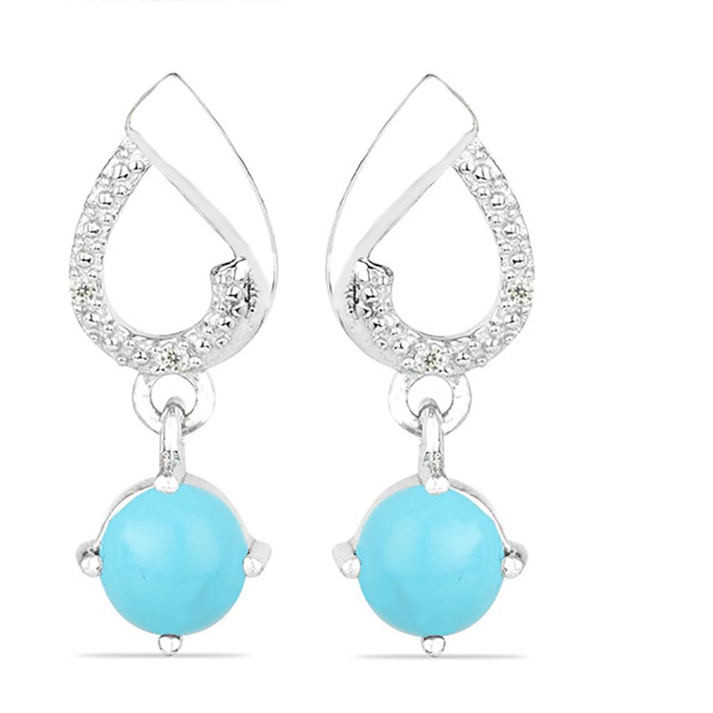 1.04ct Turquoise 925 S.Silver Dangle Earrings (1 of 2)