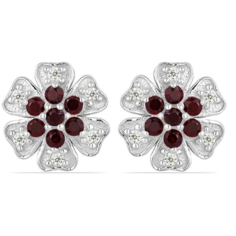 0.94ctGarnet 925 S.Silver Flower Earrings (1 of 2)