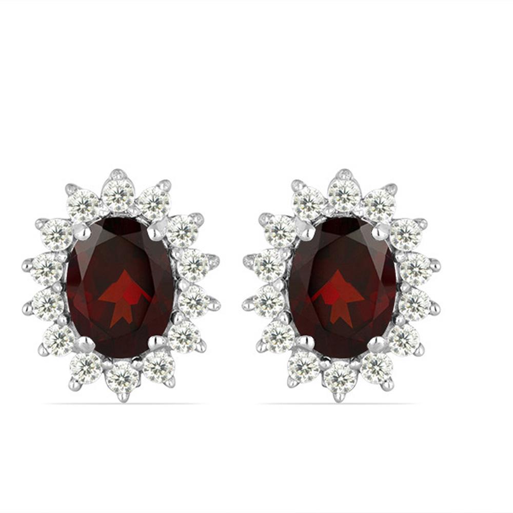 7.49ct Garnet 925 Sterling Silver Halo Earrings (1 of 2)