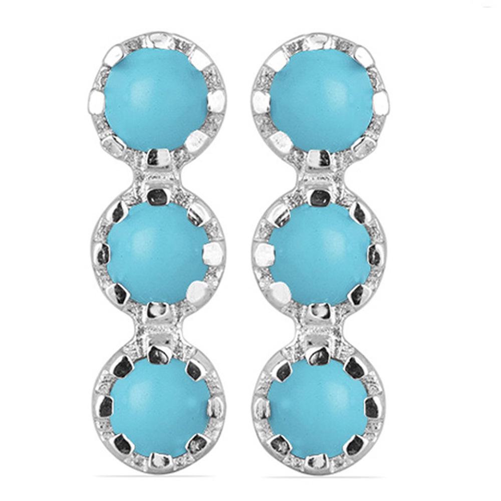 1.55ct Turquoise 925 S.Silver Bezel Set Earrings (1 of 2)