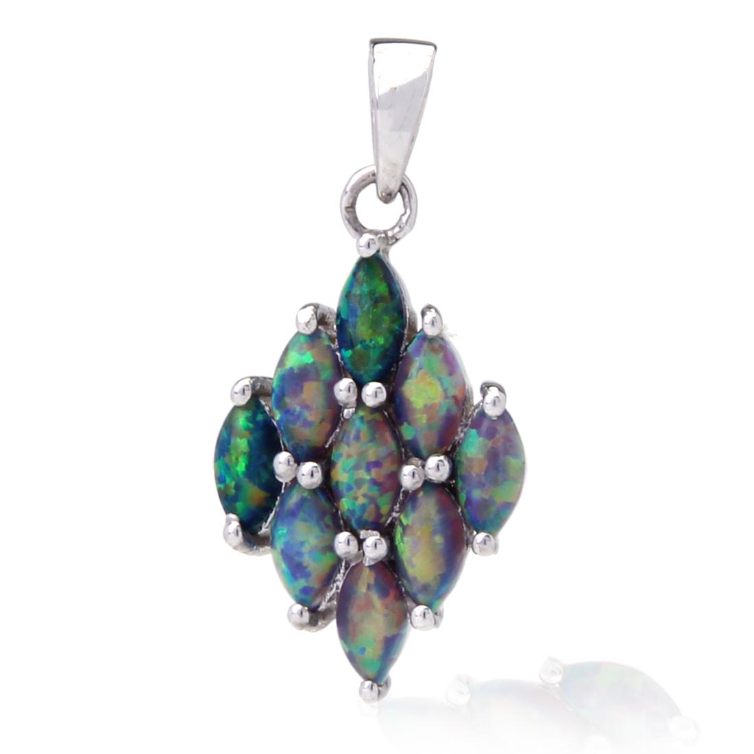 Sterling Silver Syn Black Opal Cluster Pendant (1 of 2)