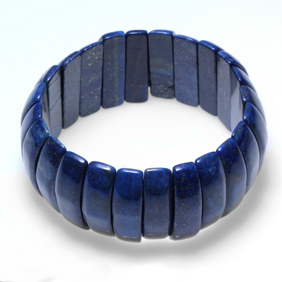 30 x 9mm Rectangular Lapis Stretch Bracelet (1 of 1)