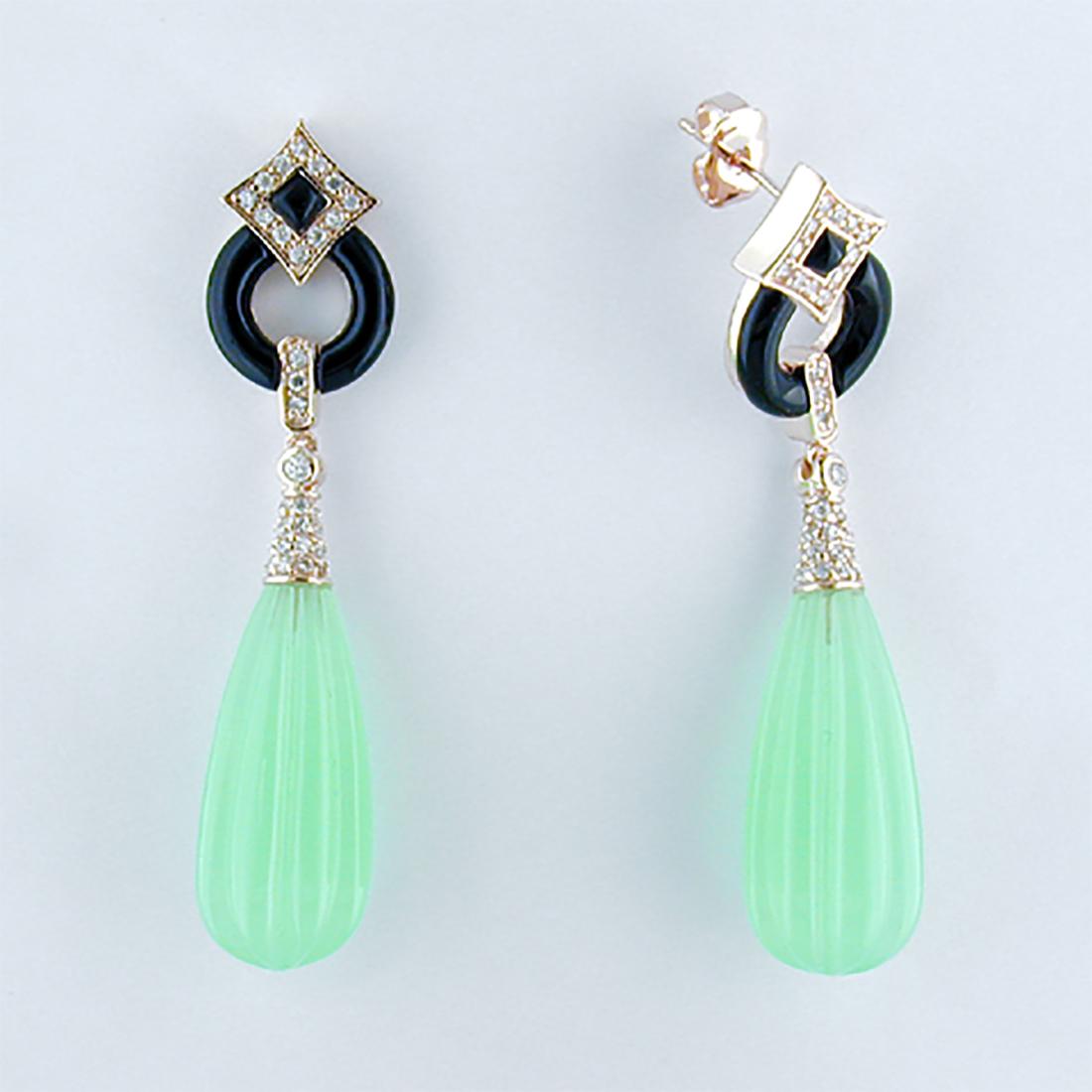 Black and Green Fluted Fashion Dangle Earrings (1 of 1)