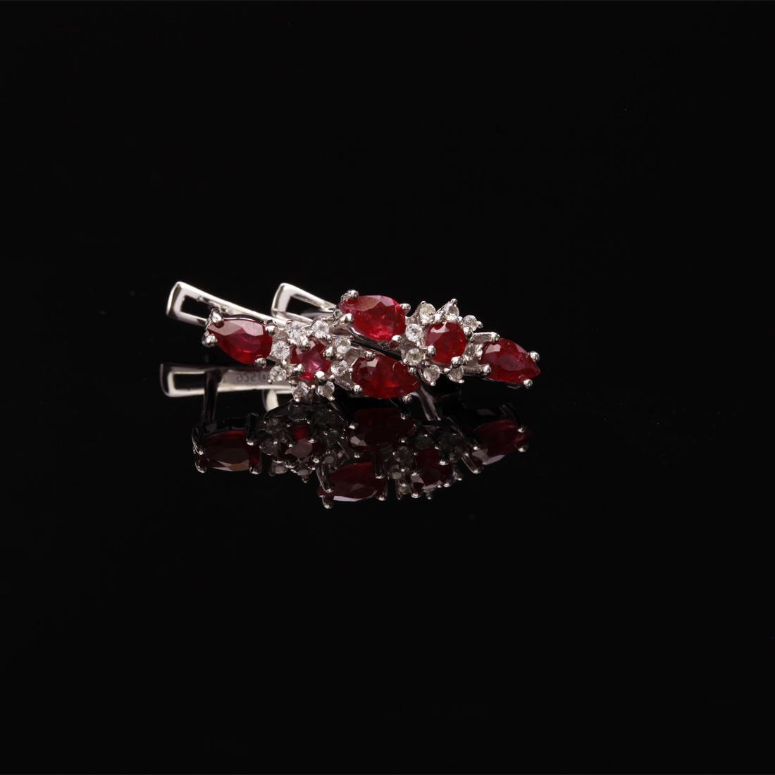 Sterling Slv Ruby Glass Field & Topaz Earrings (1 of 1)