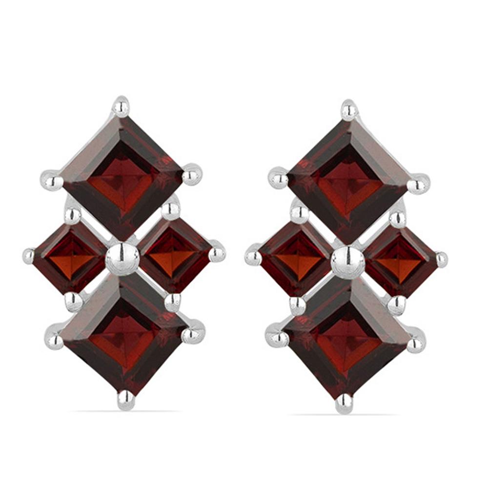 3.9ct Square Garnet 925 S.Silver Earrings (1 of 2)