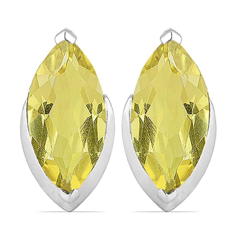 12.35ct Lemon Topaz S.Silver Half-Bezel Earrings: 10x20MM Marquise Shape Light Yellow Lenon Topaz.Total Carat Weight is 12.35 Ct. Total Gram Weight is 6.23gms.