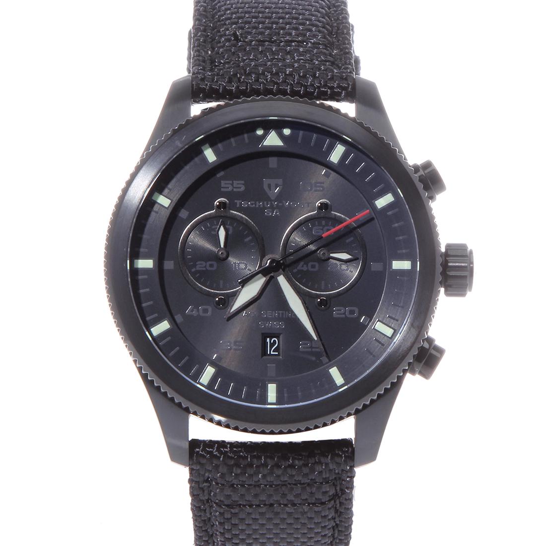 Tschuy-Vogt 45mm Case Sentinel Swiss Quartz watch: Case - 45mm Diameter- Brushed or IP coated finish. Anti-Reflective and Scratch-Resistant Sapphire Crystal. - 22mm strap tapered to 20mm - Nylon strap with Leather reinforcement and Nubuck backing- Scr
