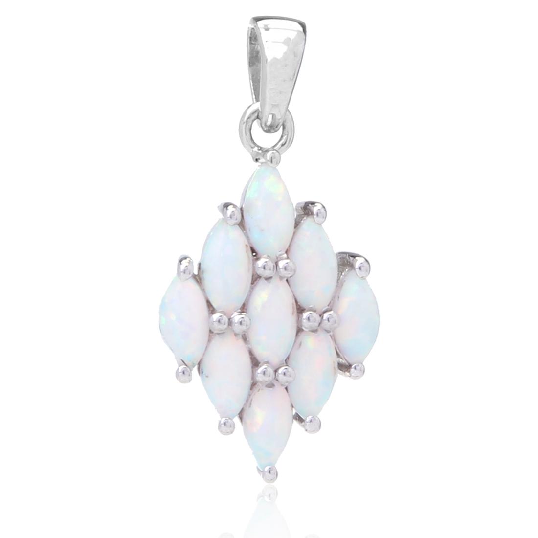 Sterling Silver Irisdescent Opal Cluster Pendant (1 of 2)
