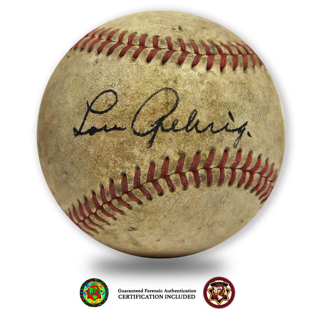 LOU GEHRIG SIGNED RED STITCHED REACH BASEBALL: Lou Gehrig (June 19, 1903â€“June 2, 1941) Lou Gehrig signed red stitched Reach baseball. Signed in crisply and clearly in black ink across the sweet spot. A single signed Lou Gehrig baseball is a