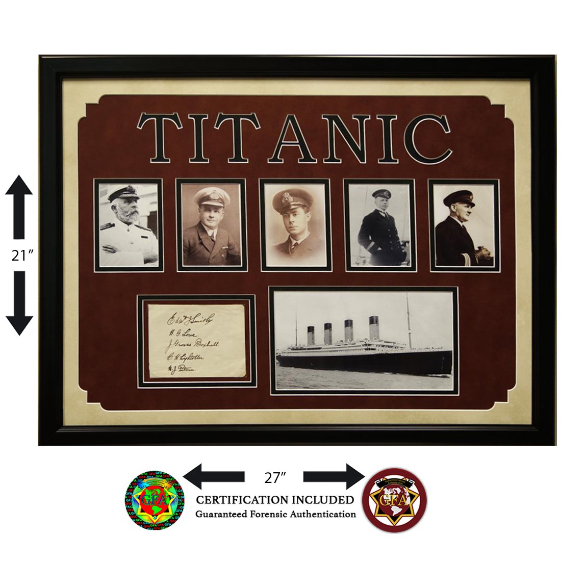 FIVE CREW MEMBERS OF THE RMS TITANIC SIGNED PAPER: Edward J. Smith (January 27, 1850â€“April 15, 1912), Harold Godfrey Lowe (November 21,1882â€“May 12, 1944), Joseph Groves Boxhall (March 23, 1884â€“April 25, 1967), Charles Lightoller (