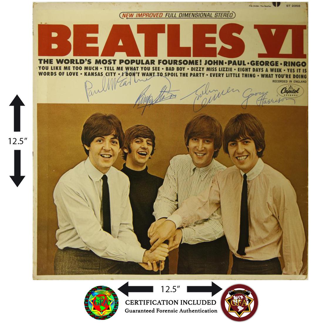 THE BEATLES SIGNED "BEATLES VI" LP ALBUM: Beatles VI is the seventh Capitol Records studio album by the English rock band the Beatles in the United States and Canada (including The Beatles' Story). It was the ninth album released into that ma