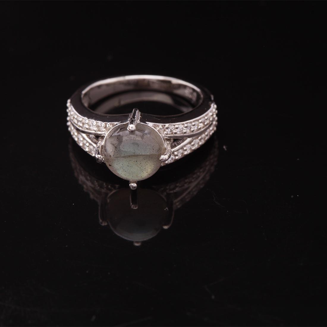 Sz 6.75 Sterling Silver Labradorite & Zircon Ring (1 of 3)