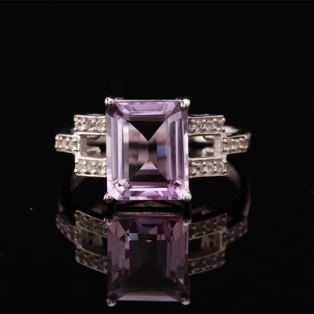 Rose De France Amethyst & Topaz Silver Ring Sz 10 (1 of 3)