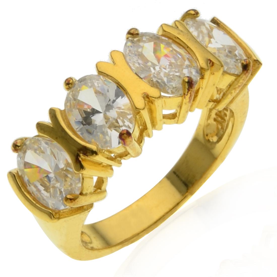 18K Over Sterling Silver White CZ Ring Size 9 (1 of 1)