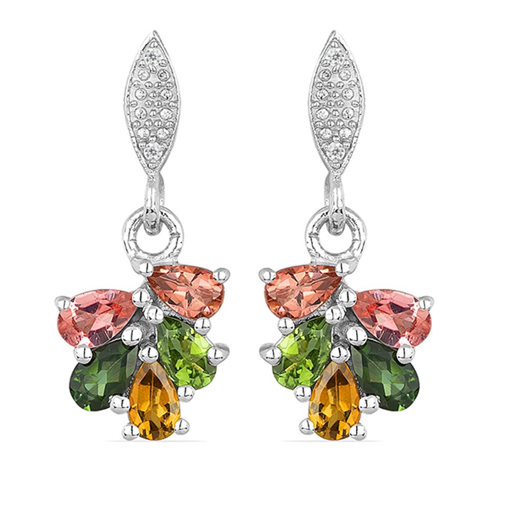 2.19ct Tourmaline S.Silver Multi-Stone Earrings (1 of 2)