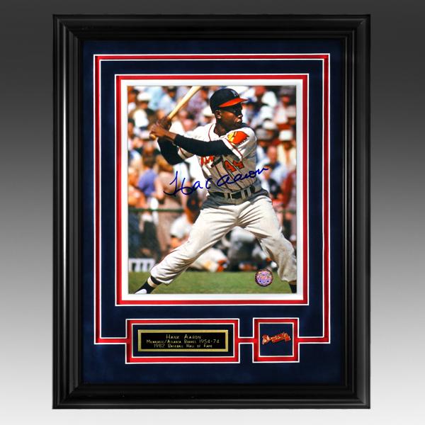 Hank Aaron Atlanta Braves 20x16 autograph GFA: Hank Aaron's most notable achievement was breaking the career home run record set by Babe Ruth. During his career, Aaron performed at a consistently high level for an extended period of time. He hit 2