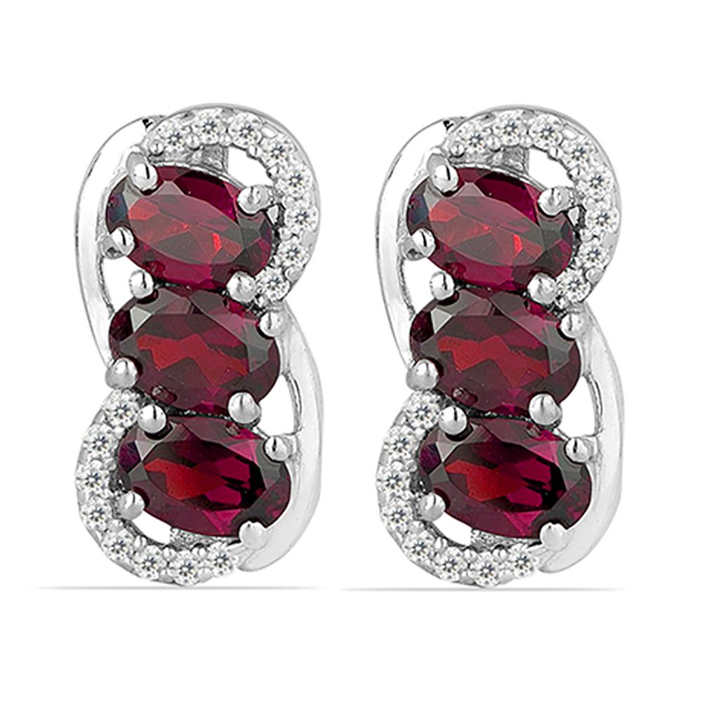 3.48ct Garnet 925 Three Stone Infinity Earrings (1 of 2)