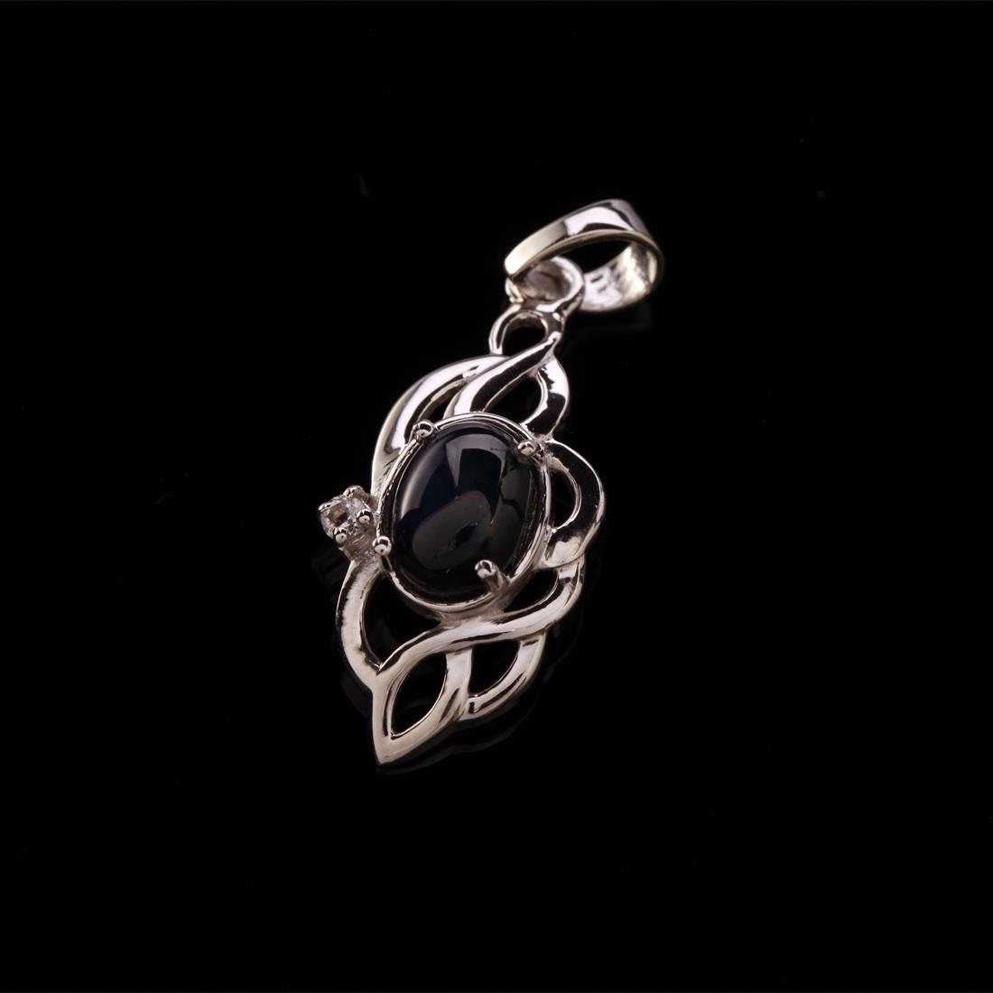 Swirl Star Sapphire & Topaz Sterling Slv Pendant (1 of 1)