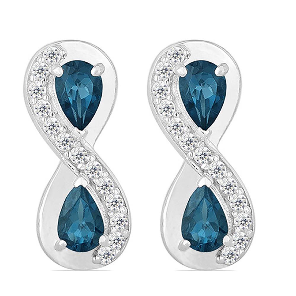 2.2ct London Blue Topaz Silver Infinity Earrings (1 of 2)