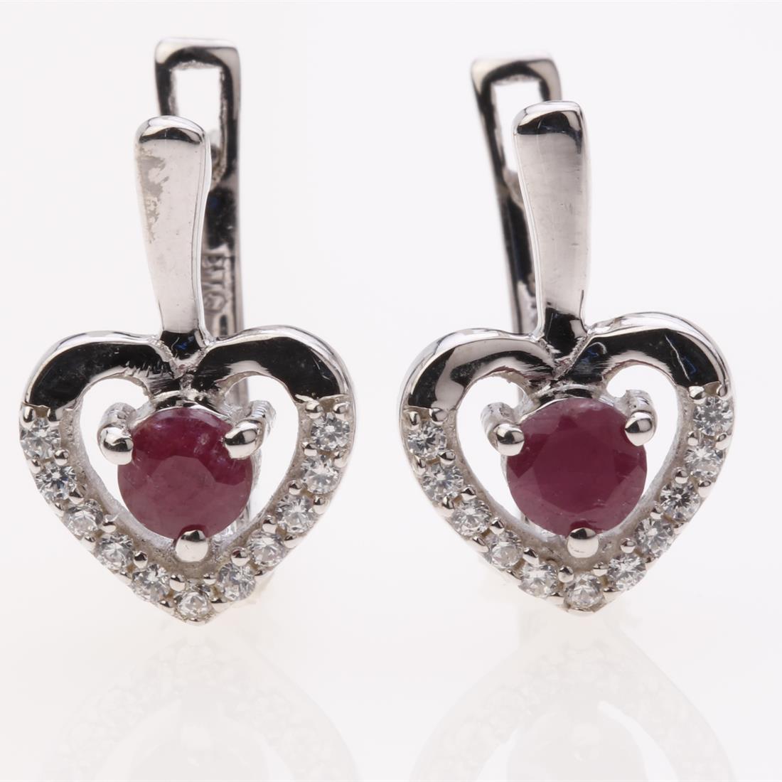 Sterling Silver Indian Ruby & Zircon Earrings (1 of 2)