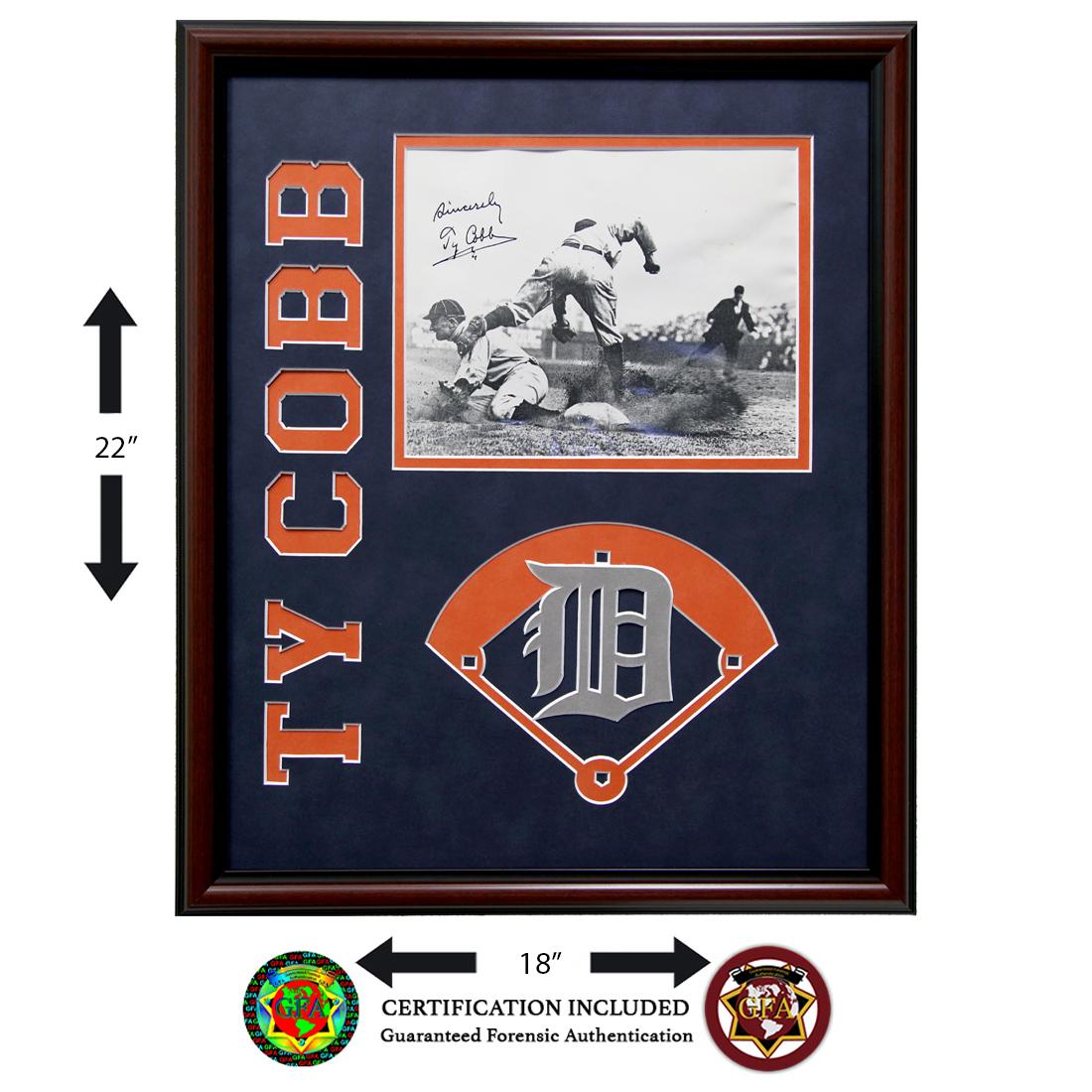 TY COBB SIGNED "STEALS 3rd" 8X10 PHOTO (1 of 3)