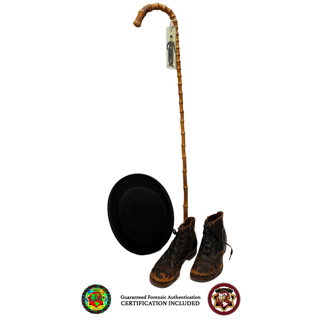 Charlie Chaplin Signed Worn Hat, Cane, & Shoes. (1 of 4)