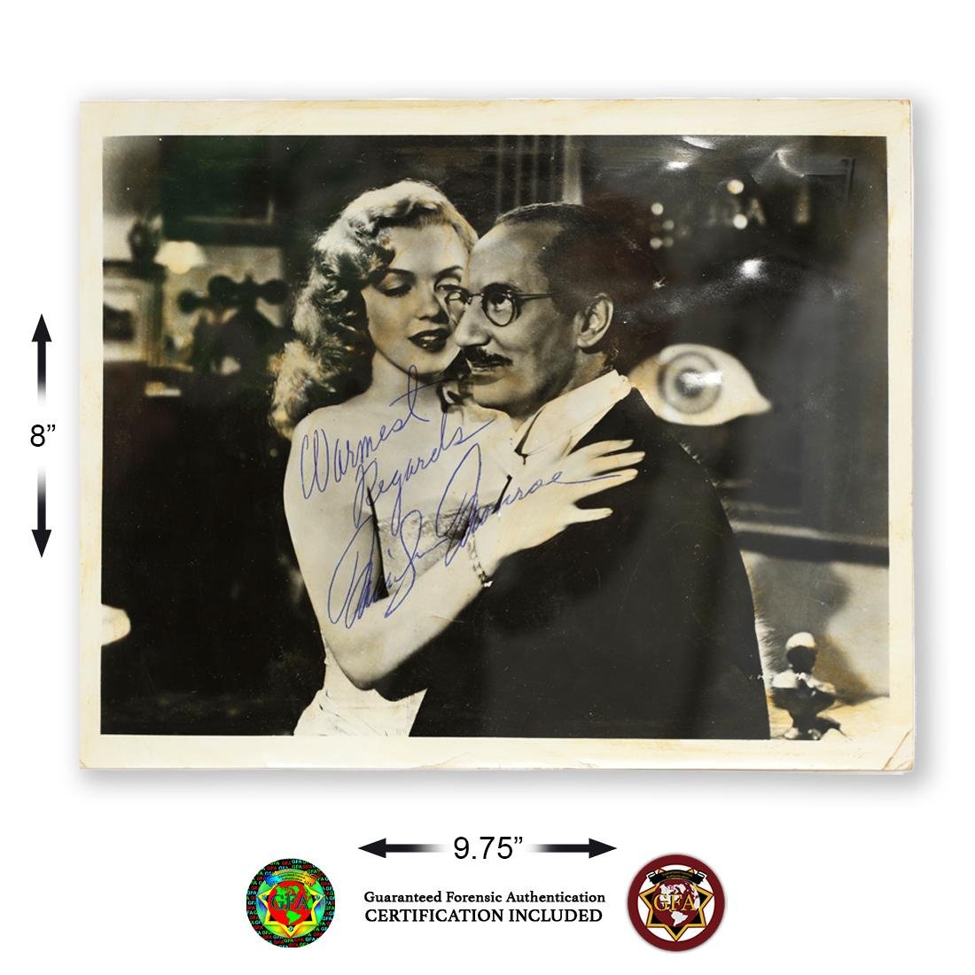 Marilyn Monroe Signed Photo with Groucho Marx: Love Happy is a 1949 American musical comedy film, released by United Artists, directed by David Miller and starring the Marx Brothers (Harpo Marx, Groucho Marx, and Chico Marx) in their 13th and fina