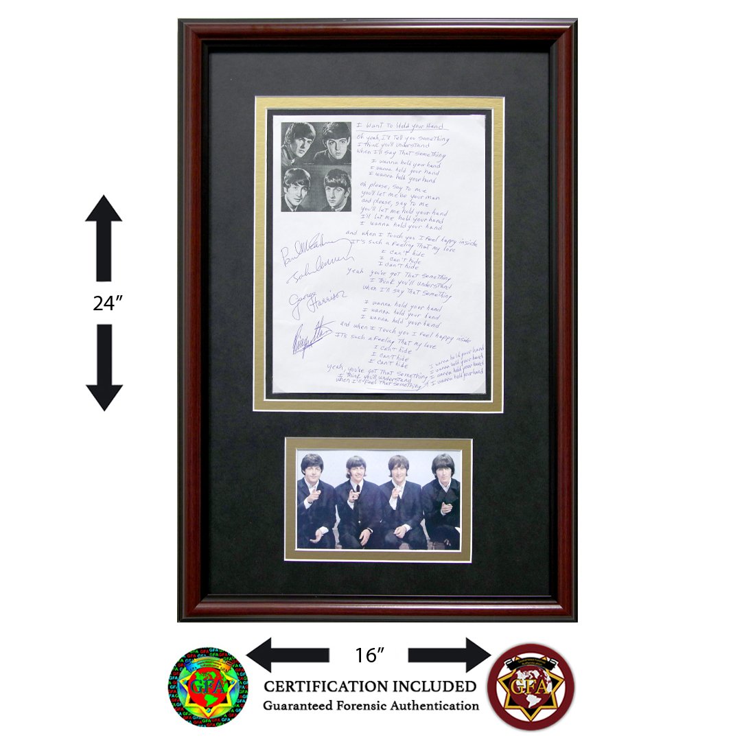 BEATLES SIGNED "I WANT TO HOLD YOUR HAND" LYRICS (1 of 3)