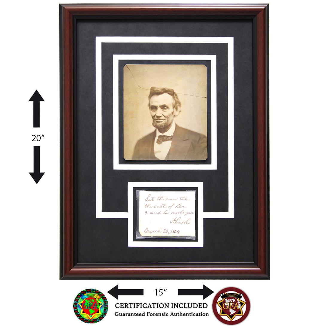 LINCOLN SIGNED DISCHARGE NOTE DATED 1864 (1 of 3)