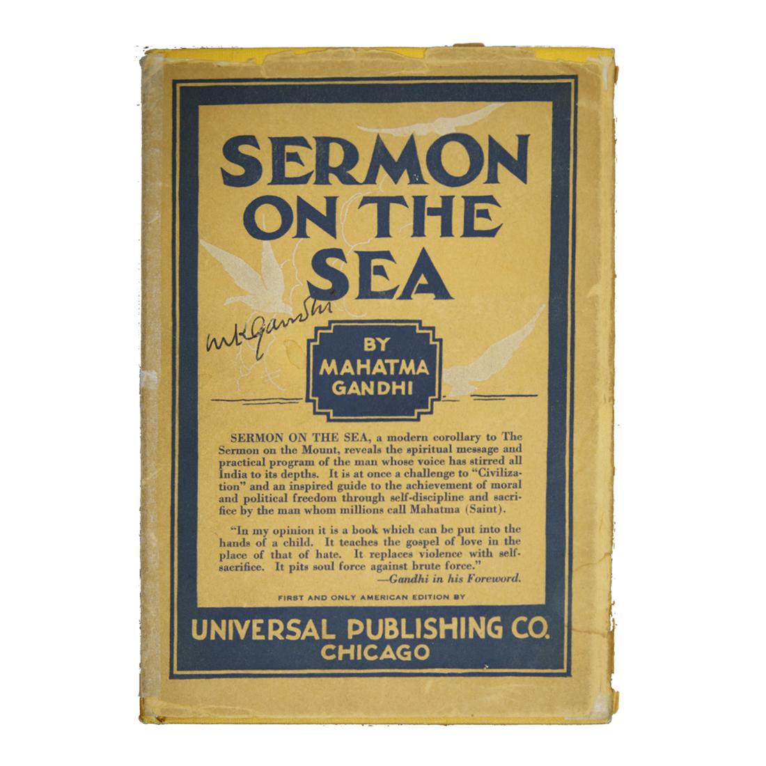 GANDHI SIGNED 1924 BOOK "SERMON ON THE SEA" (1 of 5)
