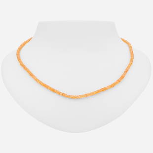 Sterling Silver 18¡± Colorful Spessartite Necklace: Striking Contemporary Styling Tara Mesa crafts a truly impressive design with this 18” necklace. Sunshine-bright hand selected spessartite beads are beautifully complemented by a gleaming