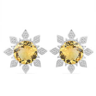 10.843ct Big Citirne Gemstone Silver Earrings: 12MM Round Yellow Citrine.Total Carat Weight is 10.84 Ct. Total Gram Weight is 8.29gms.
