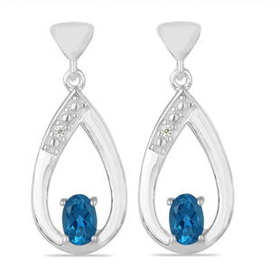 1.22ct London Blue Topaz 925 S.Silver Earrings: 4x6MM Oval Shape Dark Blue London Blue Topaz.Total Carat Weight is 1.22 Ct. Total Gram Weight is 4.17gms.