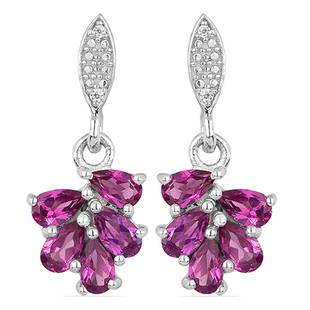 2.59ctRhodolite 925 S.Silver Multi-Stone Earrings: 3x5MM Pear Shape Pinkish Rhodolite.Total Carat Weight is 2.59 Ct. Total Gram Weight is 4.63gms.