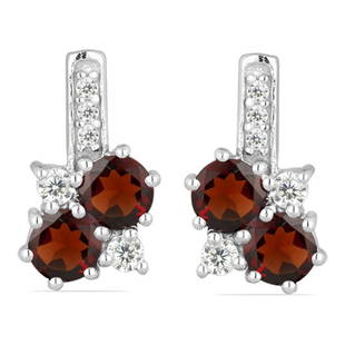 2.52ct Double Garnet 925 S.Silver Earrings: 5MM Round Shape Red Garnet.Total Carat Weight is 2.52 Ct. Total Gram Weight is 3.73gms.