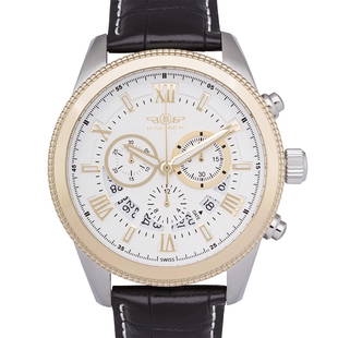 Balmer E-Type Chronograph Mens Watch: Balmer E-Type Chronograph Mens Watch - Silver/White Dial, Black Croco Leather • Multi Layer Dial with Roman Numeral and Rectangular Indicies, 180 Degree Open Date Window, Concave Minute Marker