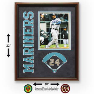 Ken Griffey Jr. Seattle Mariners Framed Signed GFA: Ken Griffey Jr. Seattle Mariners 20x16 Custom Framed Multi-Matted Signed 8x10v GFA