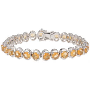 11.76 carat tw Citrine Tennis Bracelet-Sterling Silver: 925 Sterling Silver Oh-so-slender and oh-so-flattering, Pangea Mines ultra thin line bracelet is beautifully crafted in gleaming rhodium over sterling silver and lavishly adorned with sparkling