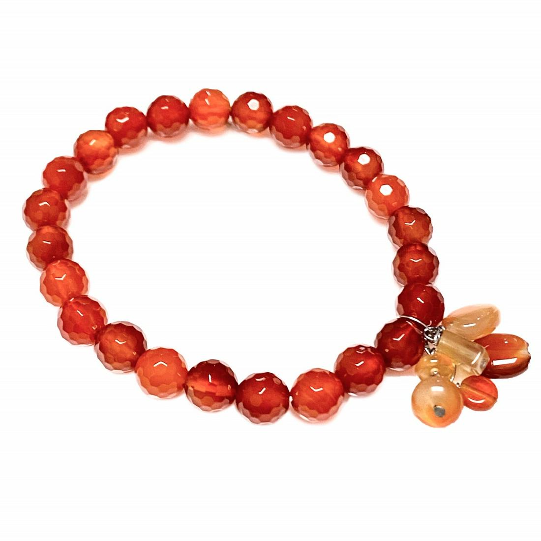 Faceted Carnelian Stretch Charm Bracelet (1 of 2)