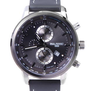 Paul Perret Sorel Men's Swiss Chronograph Watch: Intricate Chronograph Functionality (Large 3rd Hand, 30 Minute Subdial, and a Dual Function Subdial that counts 1 / 10th Seconds and 10 Hour), Real Time Date Window and 60 Second Subdial, Pyramid