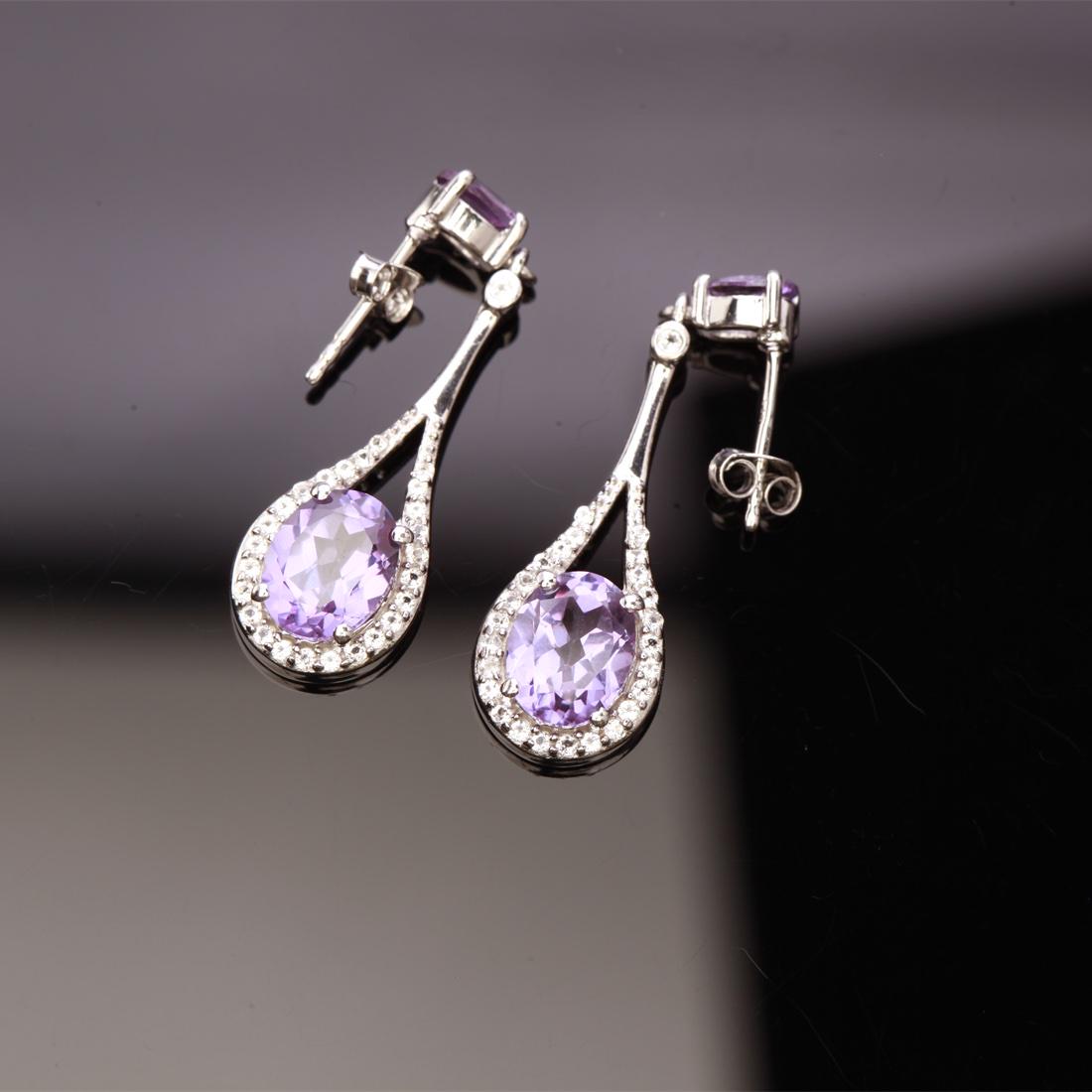 Sterling Slv Syn Alexandrite & Zircon Earrings (1 of 2)