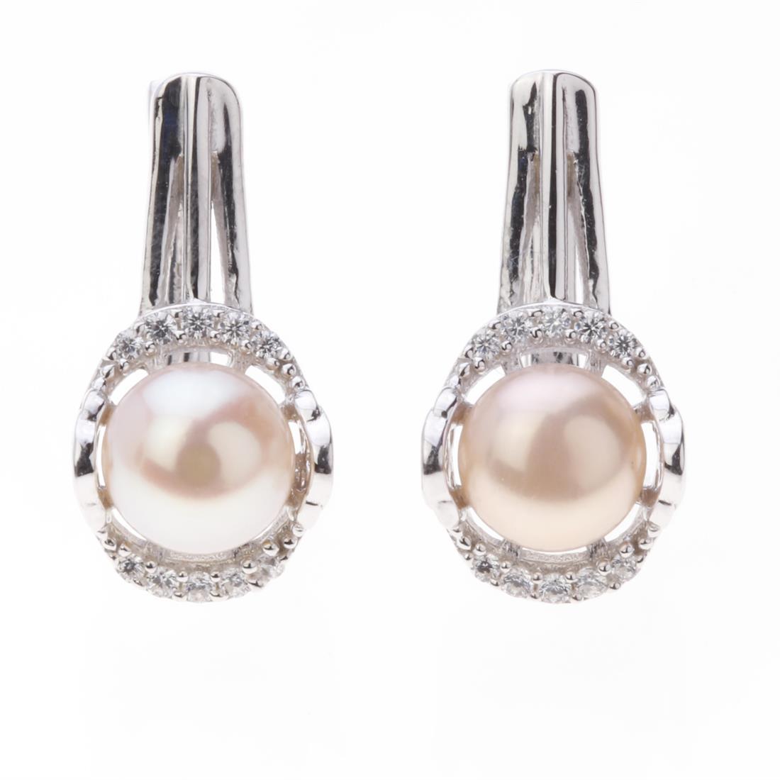 Off White Pearl Sterling Slv Latchback Earrings: Off White Pearl Sterling Slv Latchback Earrings .Metal: Sterling Silver .Stone: Off White Pearl&White Zircon .Dimension: 19.3X9.7 Mm .Total Weight: 5.4 Grams .Finish: Rhodium .Backing: Latchback