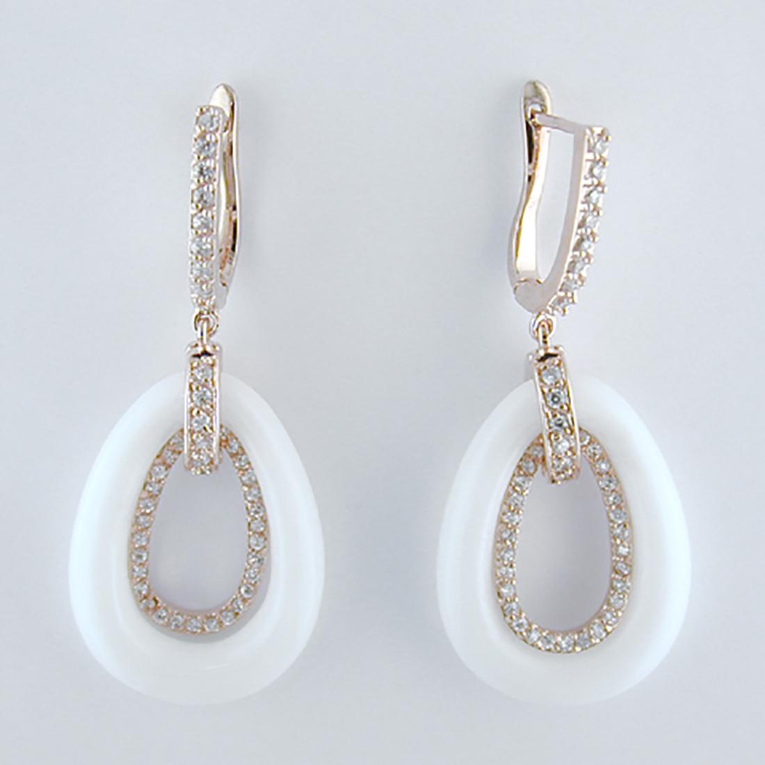 Rose Plate White Fashion Dangle Earrings (1 of 1)