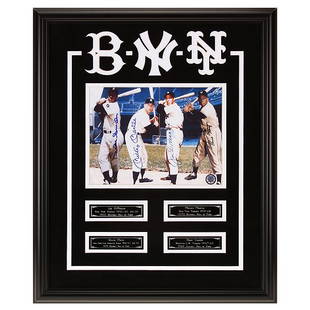 Kings Of New York Custom Frame 20x16 Signed GFA: New York's greatest center fielders of all-time have been united as Heritage Memorabilia presents this premium gallery quality, limited edition, Joe DiMaggio, Mickey Mantle, Willie Mays, and Duke
