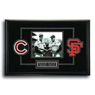 Ernie Banks & Willie Mays Framed 24x15 signed GFA: Probably the most popular player in the history of the Chicago Cubs franchise, Ernie Banks was the best power-hitting shortstop in baseball in the 1950s and early 1960s. His enthusiasm for the game