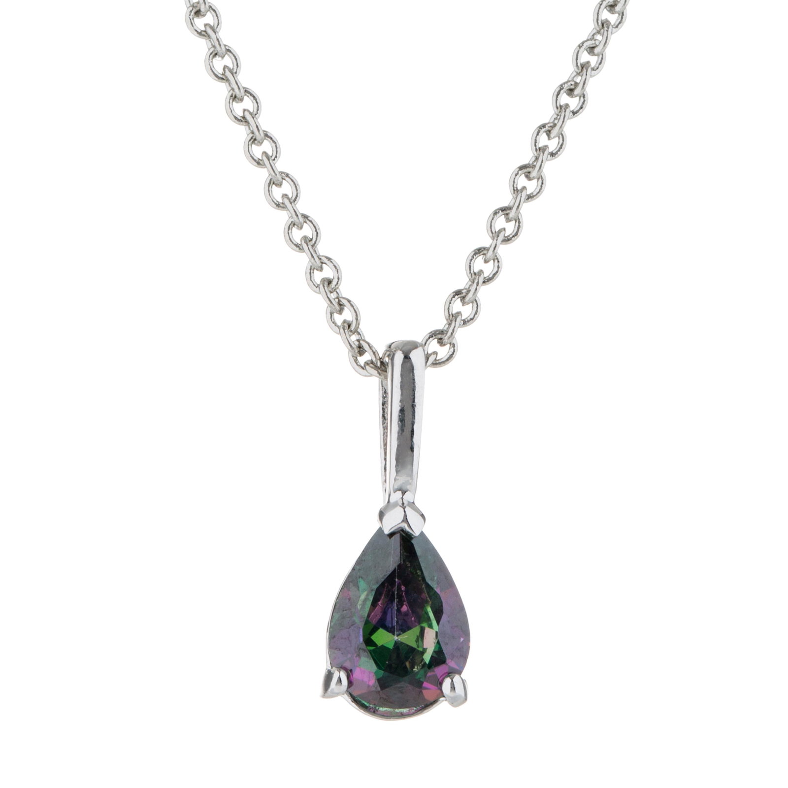Silver Tone Mystic Pear Shaped Pendant w/chain (1 of 2)